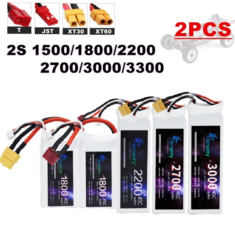 Drone Racing Battery - 2 buah 7.4V Lipo 2S baterai