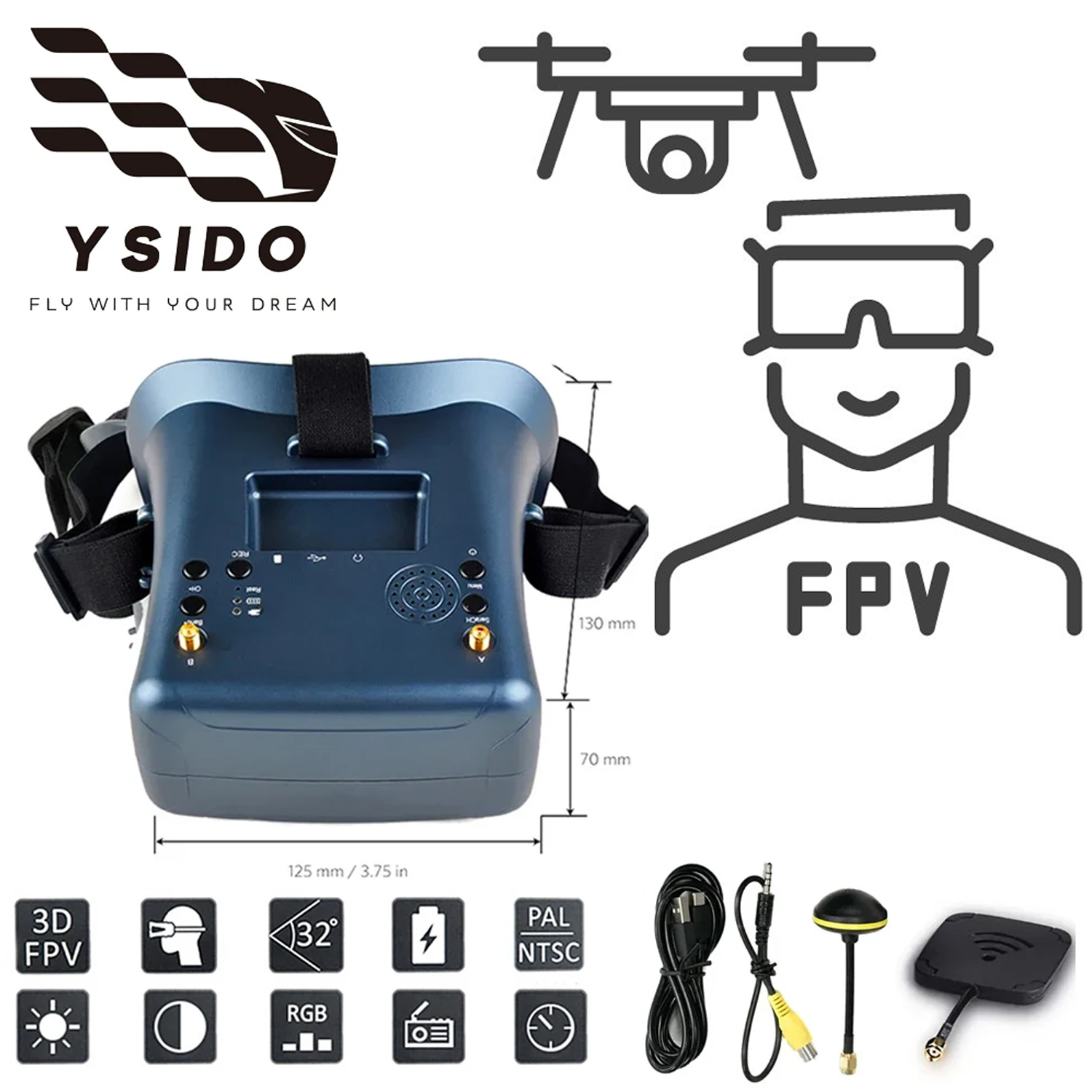 Kacamata FPV 008D 5.8G 40CH 4. - Drone Racing Goggles ulasan dan harga